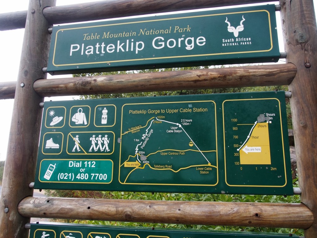 Signboard of the Platteklip Gorge entrance.