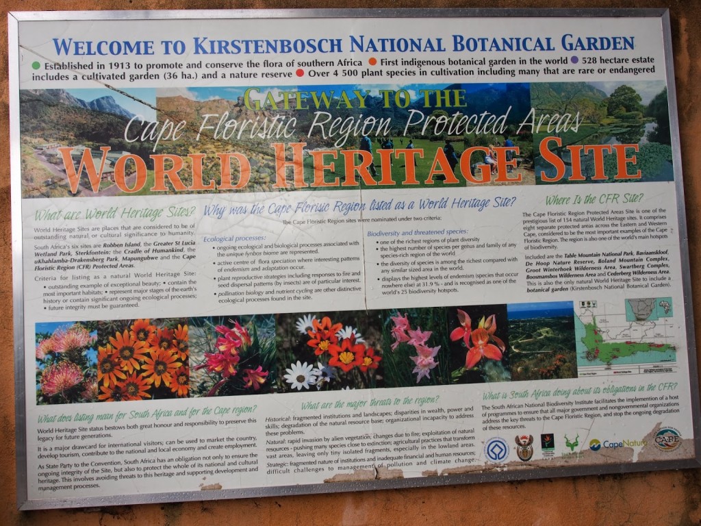 Intro signage at Kirstenbosch National Botanical Garden