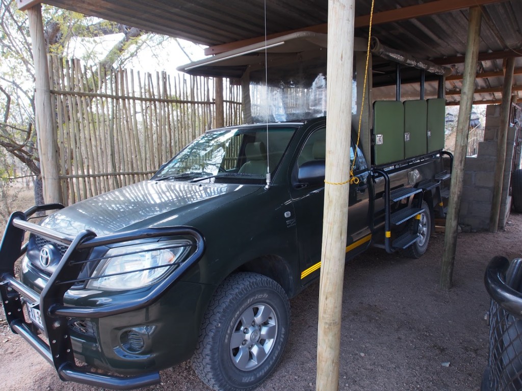 Safari vehicle, slightly different as it has the doors for the passengers at the back, compared to the ones in the reserve that doesn't.