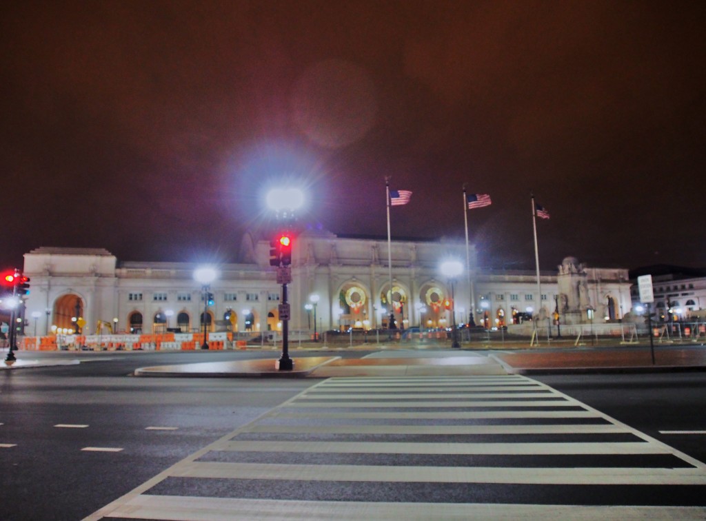 Washington Union Station in the night.