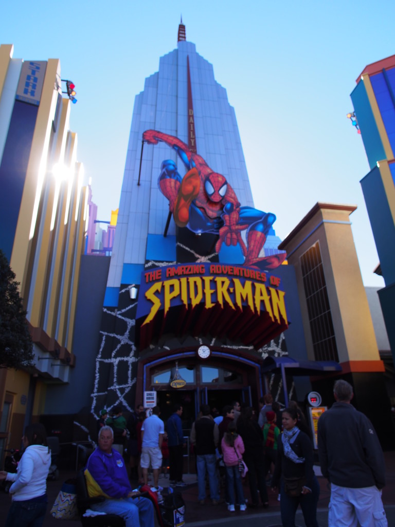 Spiderman ride in the building.