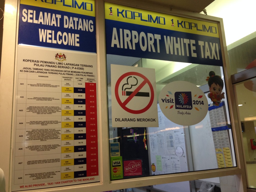 Taxi counter outside Arrivals.