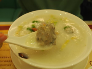 Fish ball congee.
