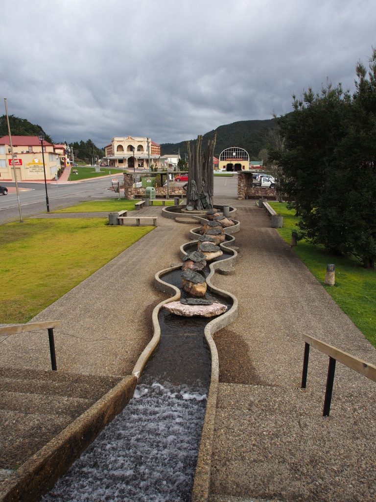 Fountain dedicated to the mining history of Queenstown.