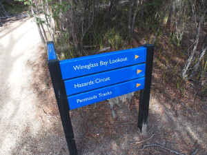 Directions to Wineglass bay lookout.