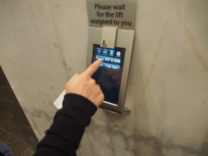 Touch screen for lift operation.