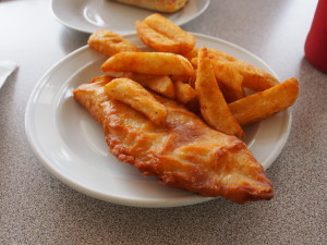 Fish and chips for lunch.