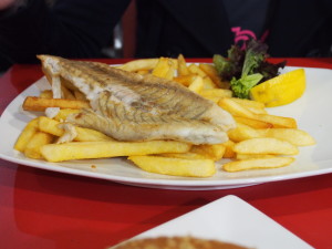 Grilled Barramundi with chips.