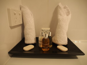 Luxurious bathing accessories.