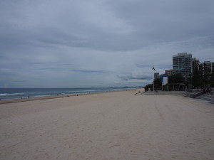 Long stretch of white beach at Surfer's Paradise.