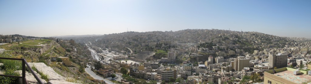 Panoramic view of Amman city from the Citadel.