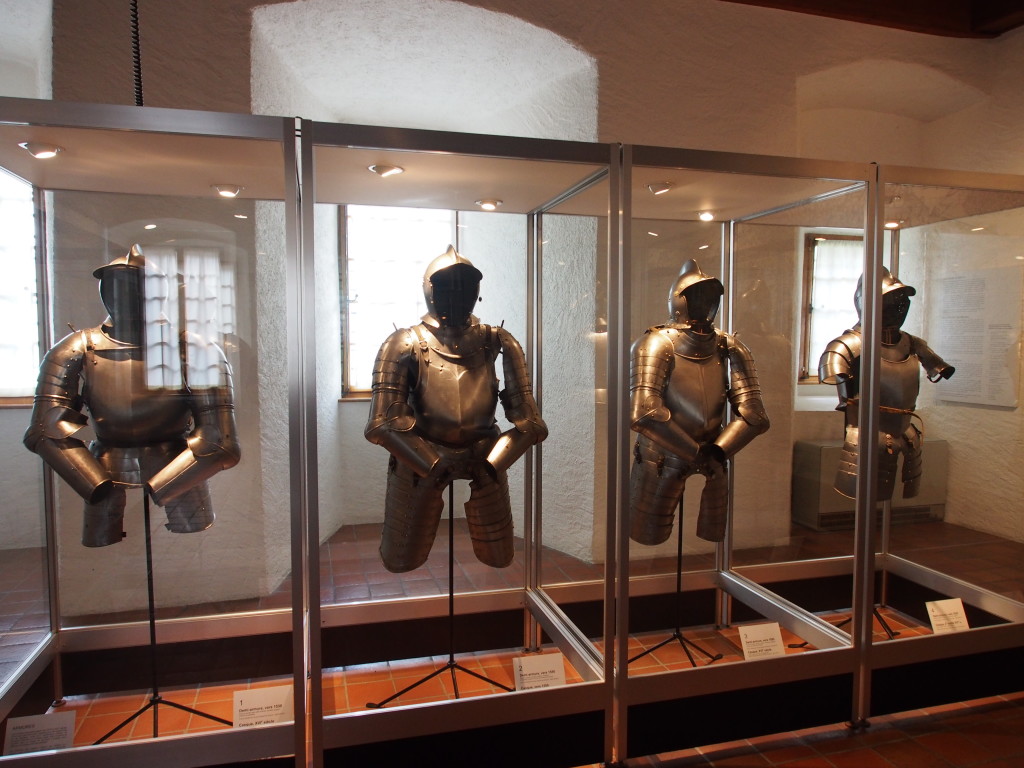 Room with armour exhibit.