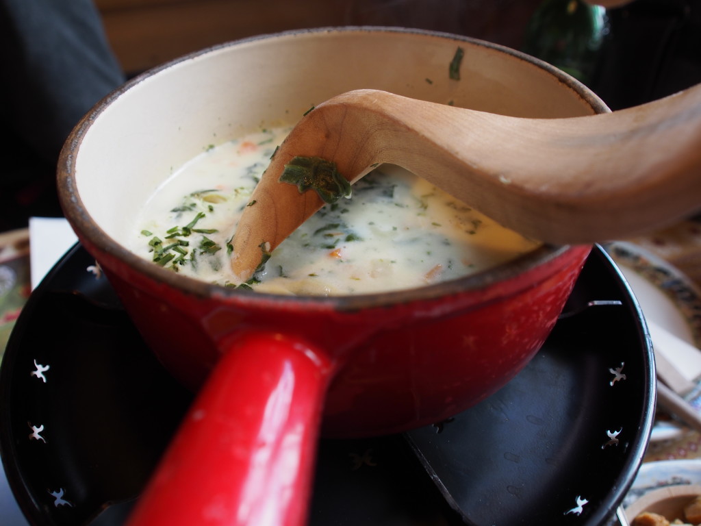 Cheese fondue.