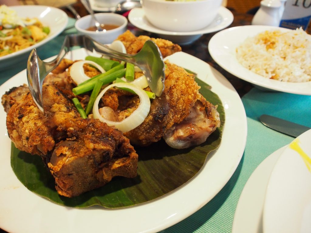 Fried pork knuckles.