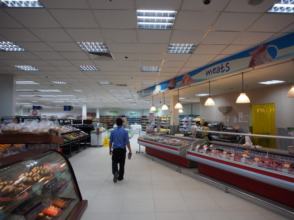 Inside Metro supermarket. 