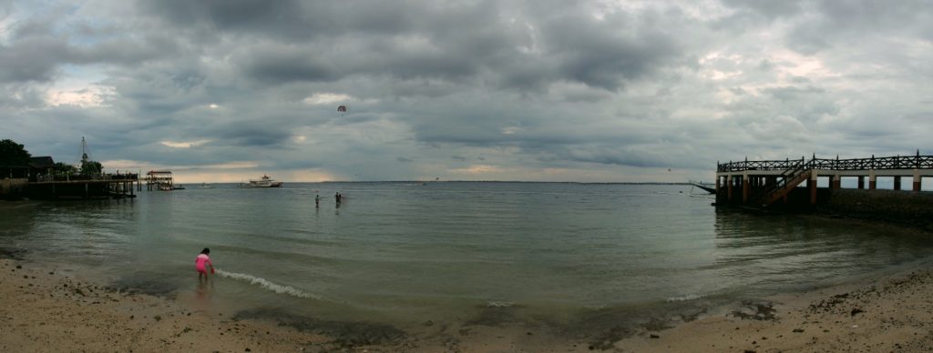 Panoramic view of the beach.