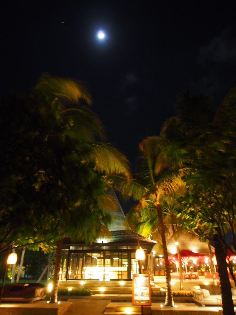 View at night from the beach.