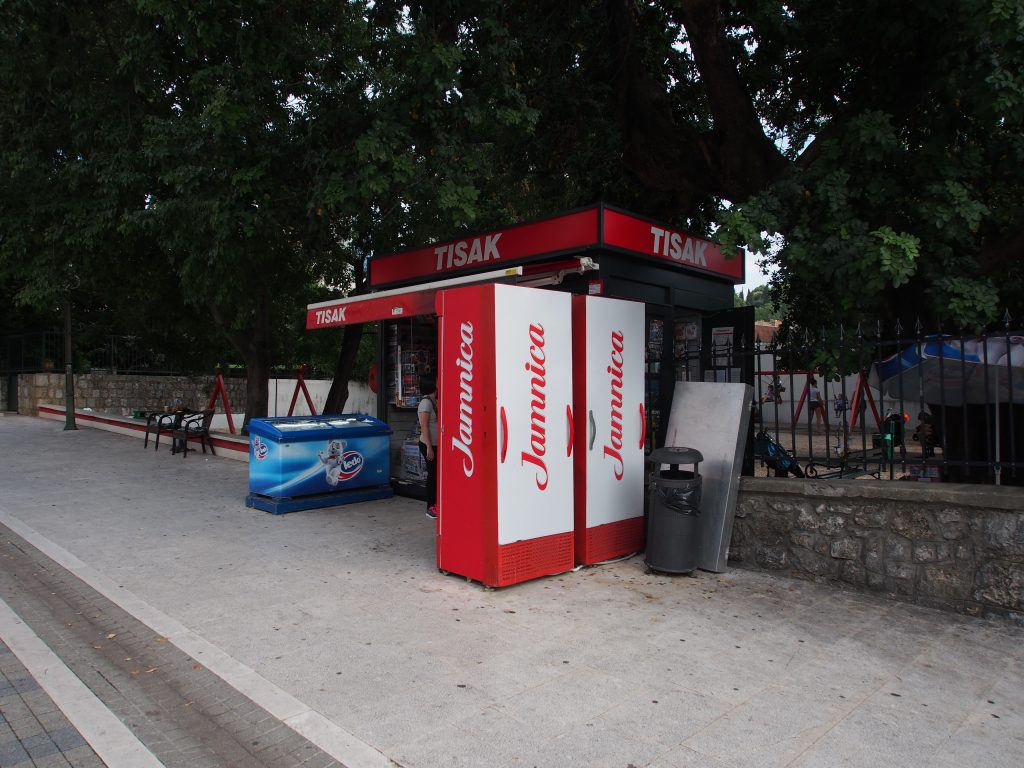 Bus tickets kiosk.