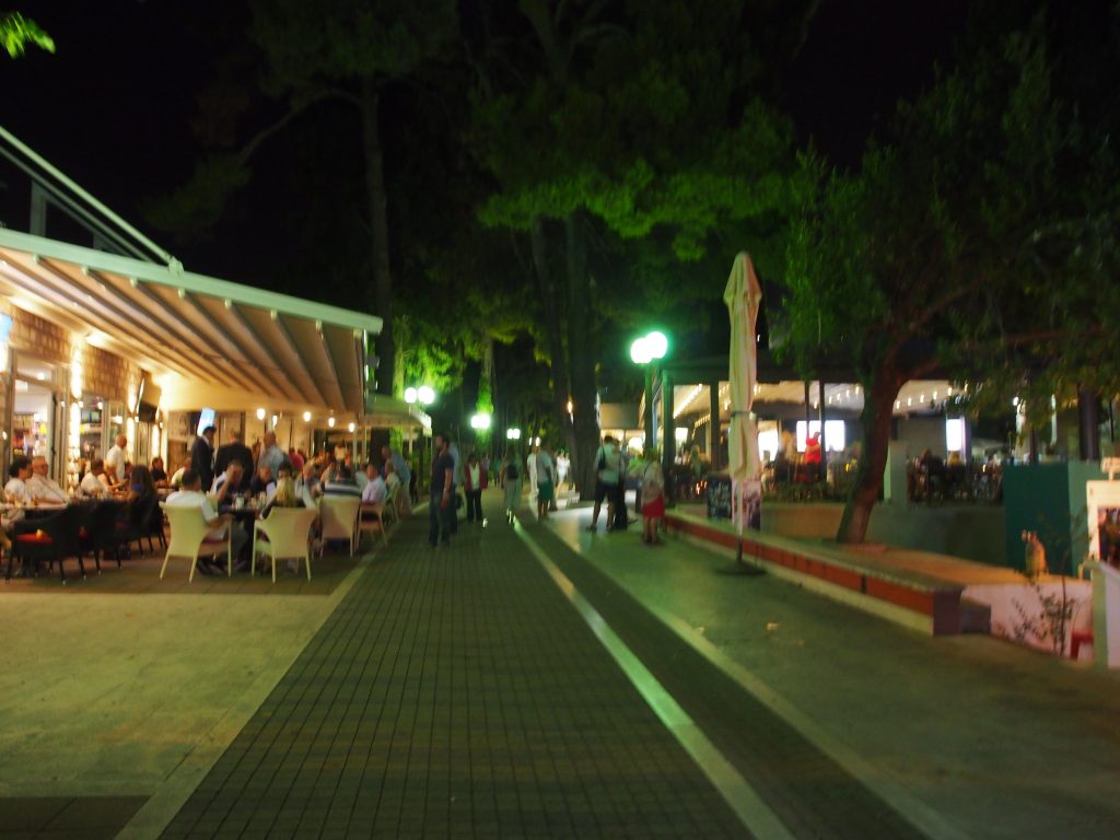 Pedestrian street at night.